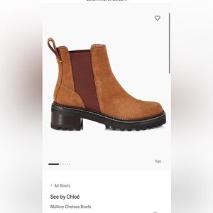 See by Chloe - Tan Suede Mallory Chelsea Lug Boot - 38